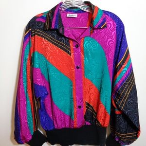 Jamboree Bright Colorful Blouse Sz. 12 Made in USA
